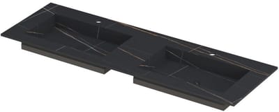 INK Post Wastafel Keramische Slab Envelop Bak Dubbel 2 Kraangaten - 1400x450x10 mm - Lauren Black Mat