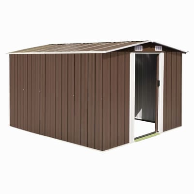 Fietsberging - Fietsenhok - Stalling - Tuinschuur - Huis - Overdekt - Staal - Bruin - Scooter - Fiets