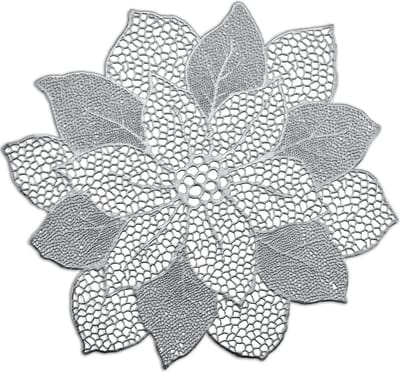 Zeller tafel placemats bloemen vorm - kunststof - 49 x 47 cm - zilver - onderleggers