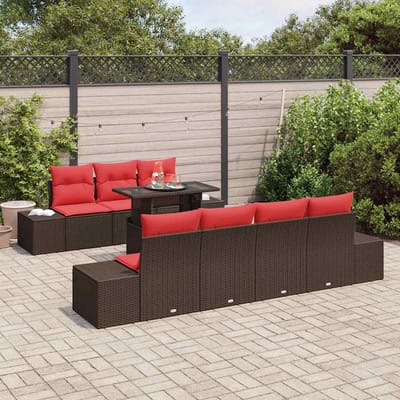 vidaXL - Tuinbank - Set - 8 - st - 7-Aantal - zitplaatsen - Bruin - en - Rood