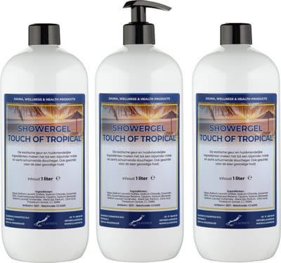 Douchegel Touch Of Tropical 1 liter - set van 3 stuks - met gratis pomp - Showergel