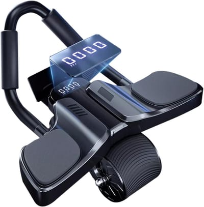 Ab Roller Wiel - Buikspierwiel Trainer - Core Training - Automatische Rebound - Met Elleboogondersteuning - Zwart