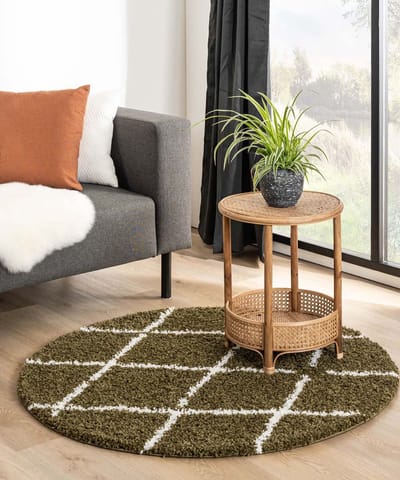 Rond berber vloerkleed - Habitat olijfgroen/wit 240