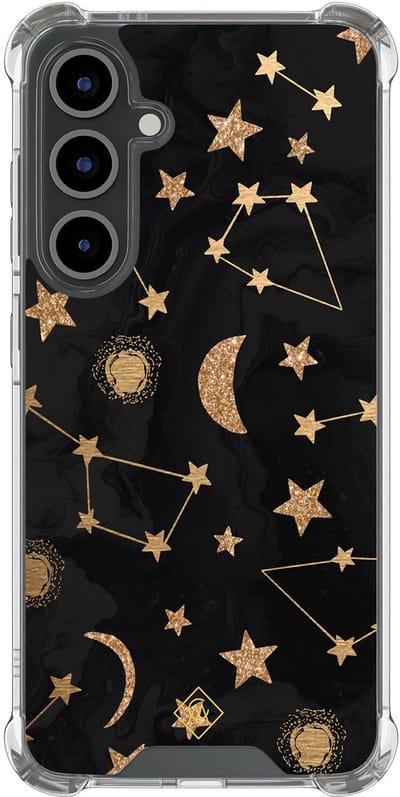 Casimoda® hoesje - Geschikt voor Samsung Galaxy S25 FE - Counting The Stars - Shockproof case - Extra sterk - TPU/polycarbonaat - Goudkleurig, Transparant