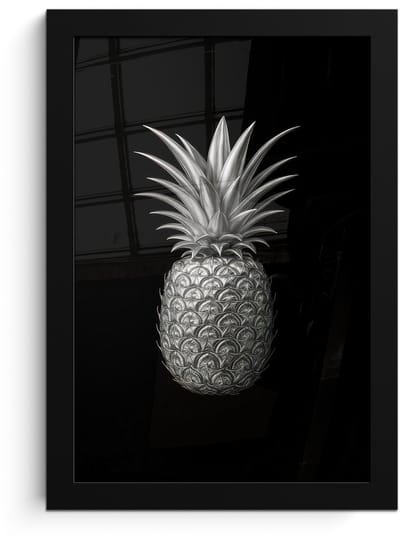Poster in lijst - Fotolijst 20x30 cm - Posters - Ananas - Gedetailleerd - Bladeren - Posterlijst zwart - Decoratie - Wanddecoratie woonkamer - Muurdecoratie slaapkamer