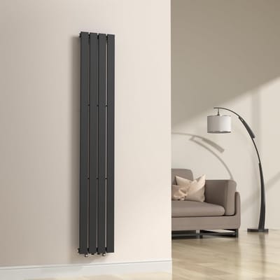 Design radiator - Vlakke radiator - Ruimte verwarmen - Tijdloos design - 180x30x5cm - Zwart