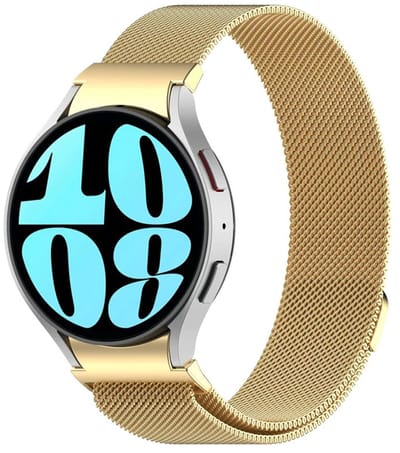 Stravo Milanees bandje - Met Snelkoppeling, Naadloze Pasvorm - Luxe Milanees horlogeband voor Samsung Galaxy Watch 7 (40 & 44mm) / FE / 6 / 6 Pro / 5 / 5 Pro / 4 / 4 Classic - Goud