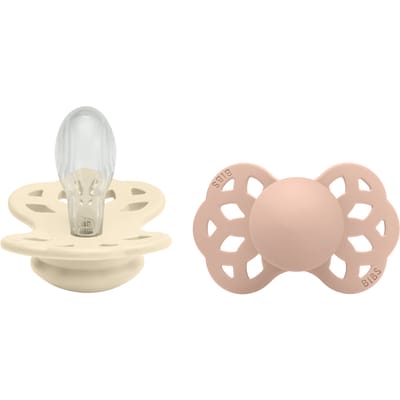 BIBS Infinity 2 Pack Silicone Symmetrical Size 2 Ivory/Blush 2 st