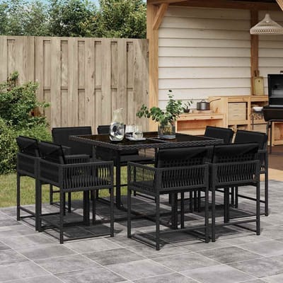 vidaXL - 9-delige - Tuinset - poly - rattan - zwart