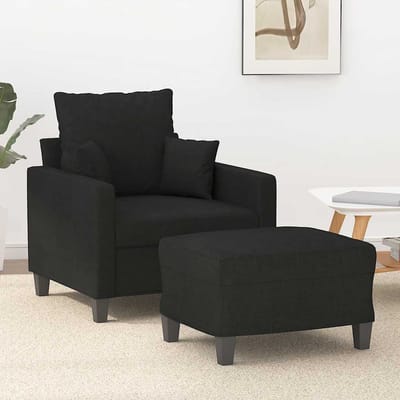 Vidaxl Fauteuil Met Voetenbank, Zwart, 60 Cm, Bekleed Met Stof