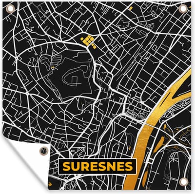 Tuin poster Stadskaart - Frankrijk - Plattegrond - Kaart - Suresnes - 200x200 cm - Tuindoek