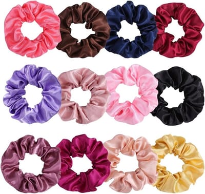 Elastische Haargummis Set van 12 - Zachte Scrunchies voor Vrouwen, Meisjes en Kinderen - Anti-Frizz Haaraccessoires in 12 Kleuren