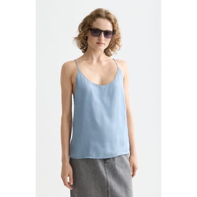 Scotch & Soda Singlet Woven Front Jersey Back Tank Faded Denim Taglia: 34 | Canottiere Outlet | Donna | Blu