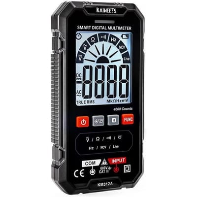 KAIWEETS TRMS Digitale Multimeter met Automatisch Bereik 4000 Counts, Multimeter, Voltmeter, Meetspanning, Continuïteit, Weerstand