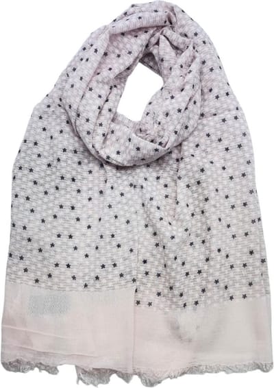 Bamboe lange dames sjaal Lina gebloemd motief roze wit blauw natuurlijk materiaal