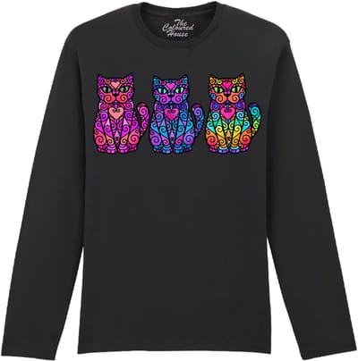 Katten Colorful 3 Cats The Coloured House Longsleeve T-shirt XXL