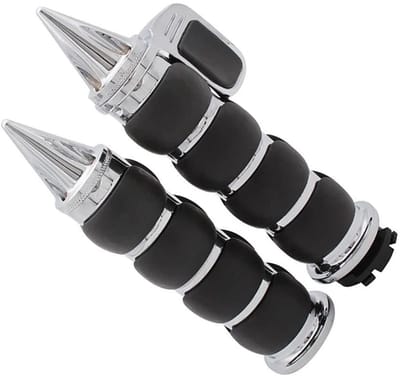 SPHProducts - Handgrepen - Motorfiets Handgreep - Zwart + Chroom - Hoogwaardig Materiaal - Geschikt voor Diverse Bikes - 22mm