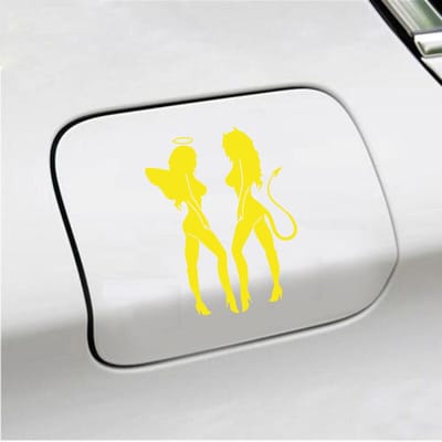Bumpersticker - Engeltjes - 14 X 10 - Geel