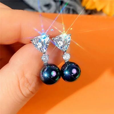 Boucles d'oreilles modernes en perles simulées plaquées pour femmes Bijoux de luxe pour mariage, fiançailles, fête Accessoire féminin gray