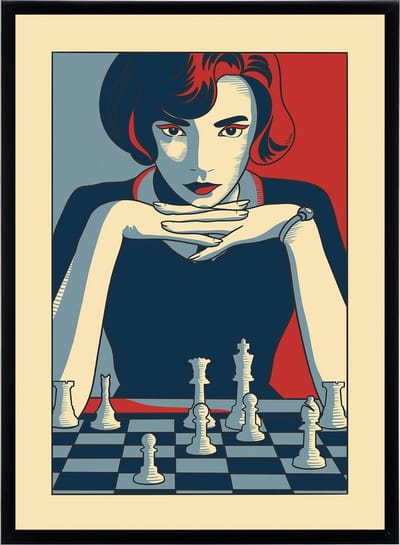Poster Queen's Gambit - Schaken - Retro Art Print - 50x70 cm