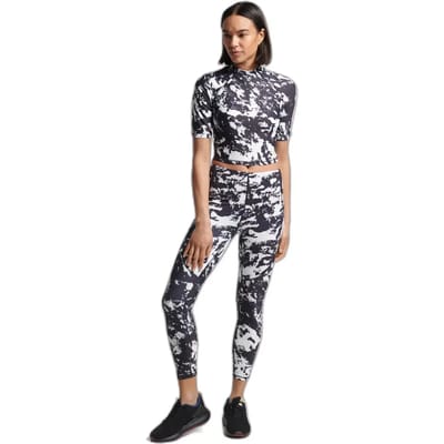 Superdry Run 3/4 Tight Crop T-shirt Met Korte Mouwen Zwart M Vrouw