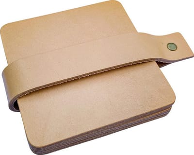 Brute Strength - Onderzetters voor glazen - Leer - Naturel - Vierkant - 6 stuks - Leren onderzetters - Vierkante onderzetter leer - Lederen onderzetters - Onderzetters leer