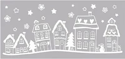Anna's Collection Kerst raamstickers witte huisjes - vel van 23 x 49 cm - raamdecoratie - raamversiering