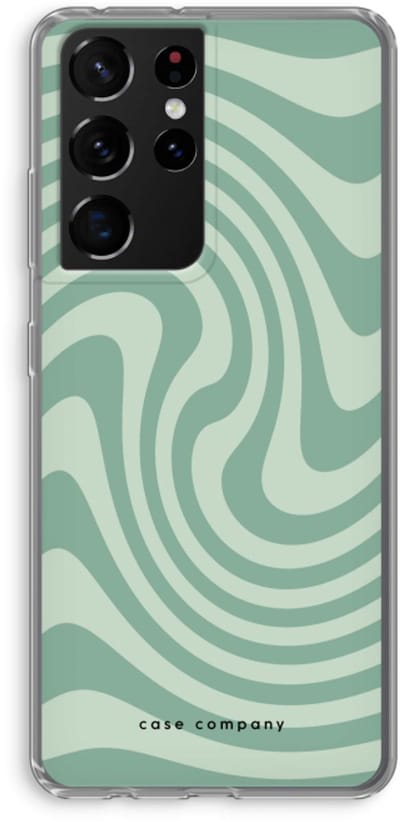 Case Company® - Hoesje geschikt voor Samsung Galaxy S21 Ultra hoesje - Swirl Groen - Soft Cover Telefoonhoesje - Bescherming aan alle Kanten en Schermrand
