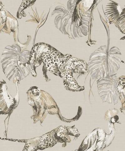 Behang jungle dieren - Behang - Muurdecoratie - Wanddecoratie - Vliesbehang - Zero - 0,53 x 10,05 M.