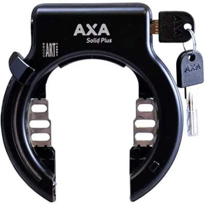 AXA Solid Plus Frameslot – ART 2 fietsslot – Met Plug‑in mogelijkheid – Gehard staal – Multi‑bevestiging – Beveiligingsniveau 11 – Zwart
