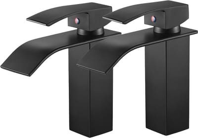 Auralum Max Wastafelkraan - 2 Stuks Badkamerkraan - Waterval Wastafel Kraan - Mengkraan Wastafel - Badkamer & Keuken Kraan - Zwart - RVS