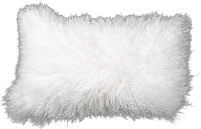 Van Buren - Tibetaans schapenvacht kussen - Wit 30x50cm - 100% echt schapenvacht