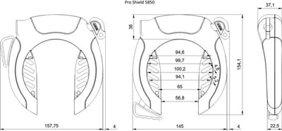 Abus Pro Shield 5850s ART2 met 100cm insteekketting en zadeltas - Zwart