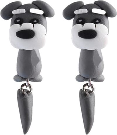 Fako Bijoux® - Oorbellen - Dansende Hond - Grijs