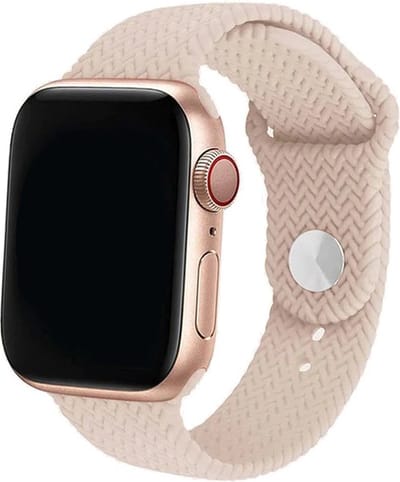 Innerlight® Woven+ - Creme Roze Geweven - 38mm / 40mm / 41mm - Siliconen bandje geschikt voor Apple Watch - Geschikt voor Series 1/2/3/4/5/6/7/8/9/ 10 42mm/ 11 42mm/SE