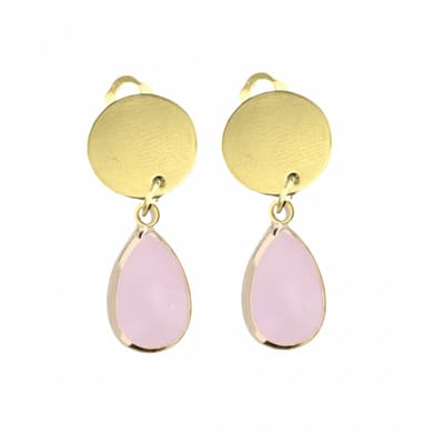 Clip oorbellen -Tulsa- goudkleurig- roze-geen gaatje- Charme Bijoux