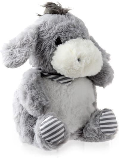Warmteknuffel ezel warmie 30x22 cm - magnetronknuffel - opwarmknuffel ezel - grijs / wit