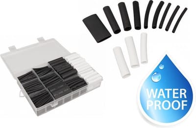Krimpkous assortiment - Lijmvoering - Waterdicht - Marine toepassingen - 300 delig - 45mm - Zwart/Wit