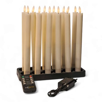 DORSETTO Led dinerkaarsen wit, oplaadbaar, tot 400 uur brandduur, set van 12