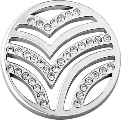 Quiges - Munthouder Munt 25mm RVS met Zirkonia Golven Verzilverd - EPRS081