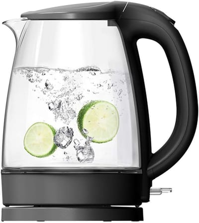 Glazen Waterkoker - Theeketel Kookketel - Snel Water Koken - Borosilicaatglas Roestvrij Staal - 1.7 Liter - Geborsteld RVS