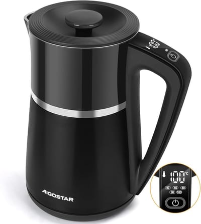 Elektrische Waterkoker - Temperatuurregeling - Warme Dranken Maken - Instelbare Temperatuur - 1.7 Liter - Zwart