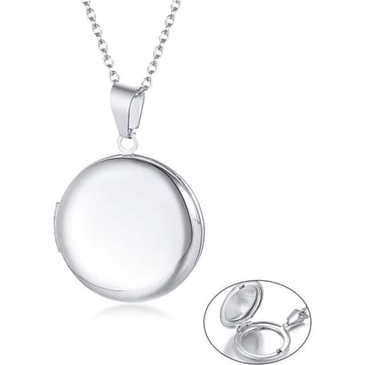 Vnox Romantische Hart Fotolijst Kettingen voor Vrouwen Cadeaus Kunnen Geopend Worden Roestvrij Staal Belofte Liefde Herinneringssieraden white
