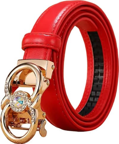 Designer Riem - Dames - Rood - Broekriem - Diamant - Kunstleer - Verstelbaar