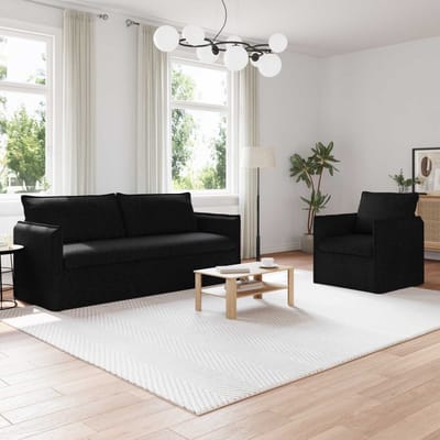 vidaXL Bankstel 2 pcs Zwart 196 x 82 x 85 cm Stof