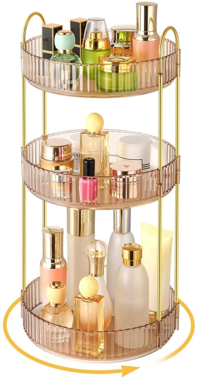 Dailygoods- Make-up Organizer 360 Graden Draaibaar - Cosmetica Koffer - Multifunctionele Opslag - 3 Lagen - Grote Capaciteit - Transparant