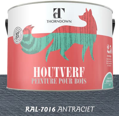 Thorndown - Houtverf Ecologisch Antraciet - RAL 7016 - Waterbasis - 2,5 liter - Anthraciet Grey - Eco vriendelijk - Voor binnen en buiten