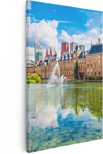 Artaza Canvas Schilderij Binnenhof - 20x30 cm - Klein - Wanddecoratie Stad - Muurdecoratie Skyline - Kamer Accessoires