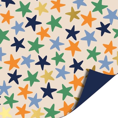 Het Inpakhuis - Inpakpapier - Cadeaupapier - Kadopapier - Stars Blue - 70cm x 2m - Rol inpakpapier - Sterren - Sterretjes - Blauw