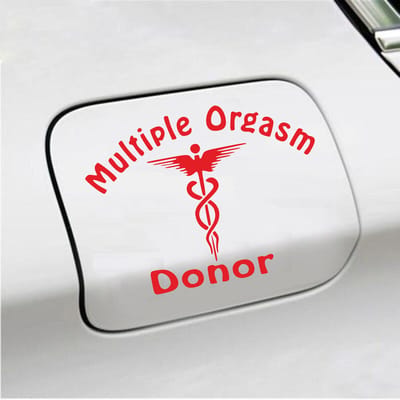 Bumpersticker - Multiple Orgasm Donor - 11,1 X 14,8 - Rood